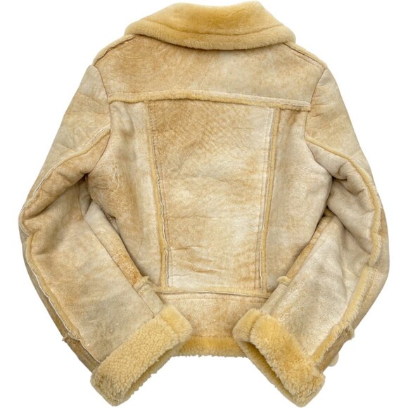 Vintage Leather Attic Shearling Sheepskin Aviator Moto Jacket Men's Small 36 - Picture 5 of 12